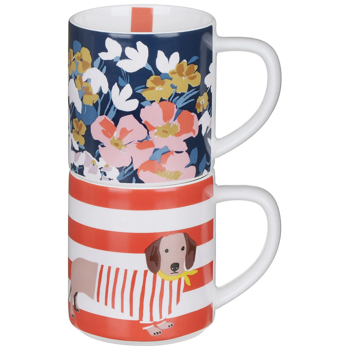 Joules The Bright Side Set Of Two Stackable Mugs 1 Joules The Bright Side Set Of Two Stackable Mugs