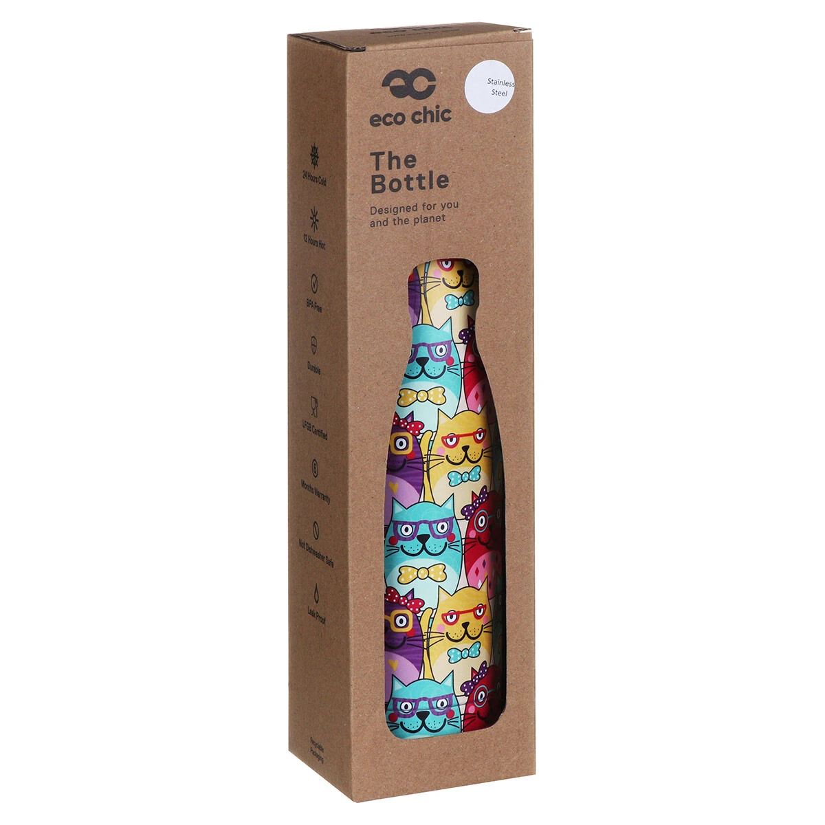 Eco Chic Cats With Glasses 500ml Thermal Drinks Bottle 2 Eco Chic Cats With Glasses 500ml Thermal Drinks Bottle - Image 2