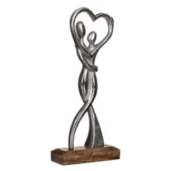 Transomnia Silver Metal Dancing Couple On Wooden Base Decoration -Yankee Candle Sales transomnia decc705 dancing couple with heart on wooden base 2
