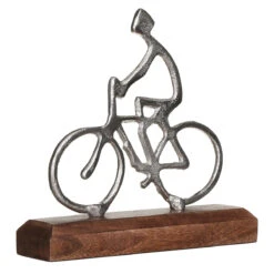 Transomnia Silver Metal Cyclist On Wooden Base Decoration -Yankee Candle Sales transomnia decc715 silver metal cyclist on wooden base decoration 2