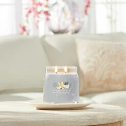 Yankee Candle Smoked Vanilla & Cashmere Signature Medium Jar Candle -Yankee Candle Sales yankee candle 1630023e smoked vanilla cashmere signature medium jar candle lifestyle 1