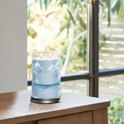 Yankee Candle Ocean Air Signature Large Tumbler Candle -Yankee Candle Sales yankee candle 1630052e ocean air signature large tumbler candle lifestyle 3